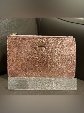 kate spade Glitter Zip Wristlet in Rose Gold